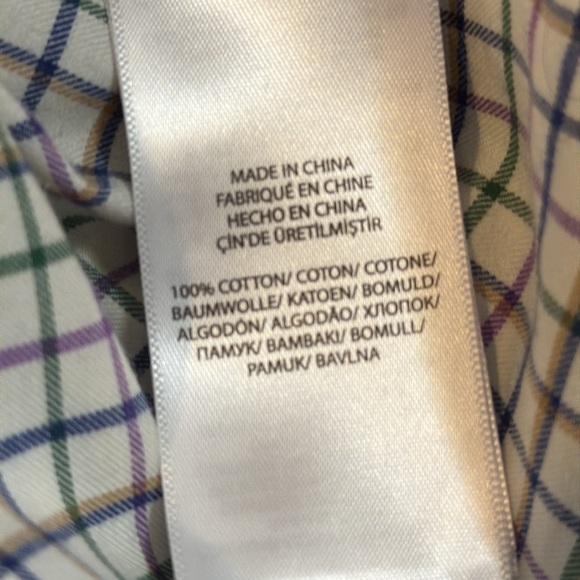 Ralph Lauren Men’s Small Ivory Checkered Long Sleeve Cotton Button Down Shirt - Picture 8 of 9